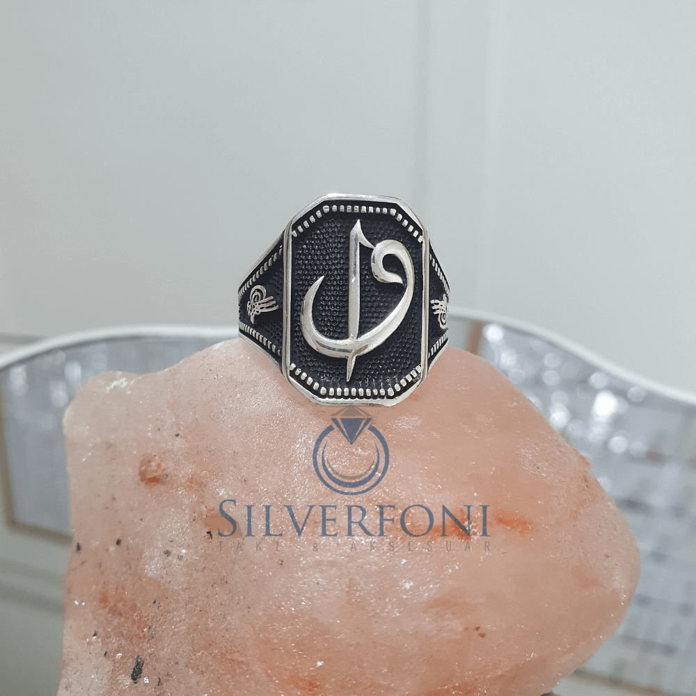 silverfoni 925 ayar Vav Elif erkek yüzük