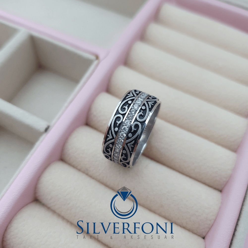 Silverfoni  Sultan Modeli Kadın Taşlı Alyans