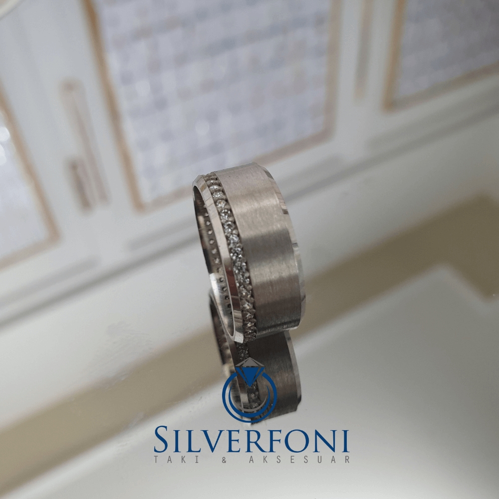 Silverfoni Işıltılı Mat Tamtur Bayan Alyans