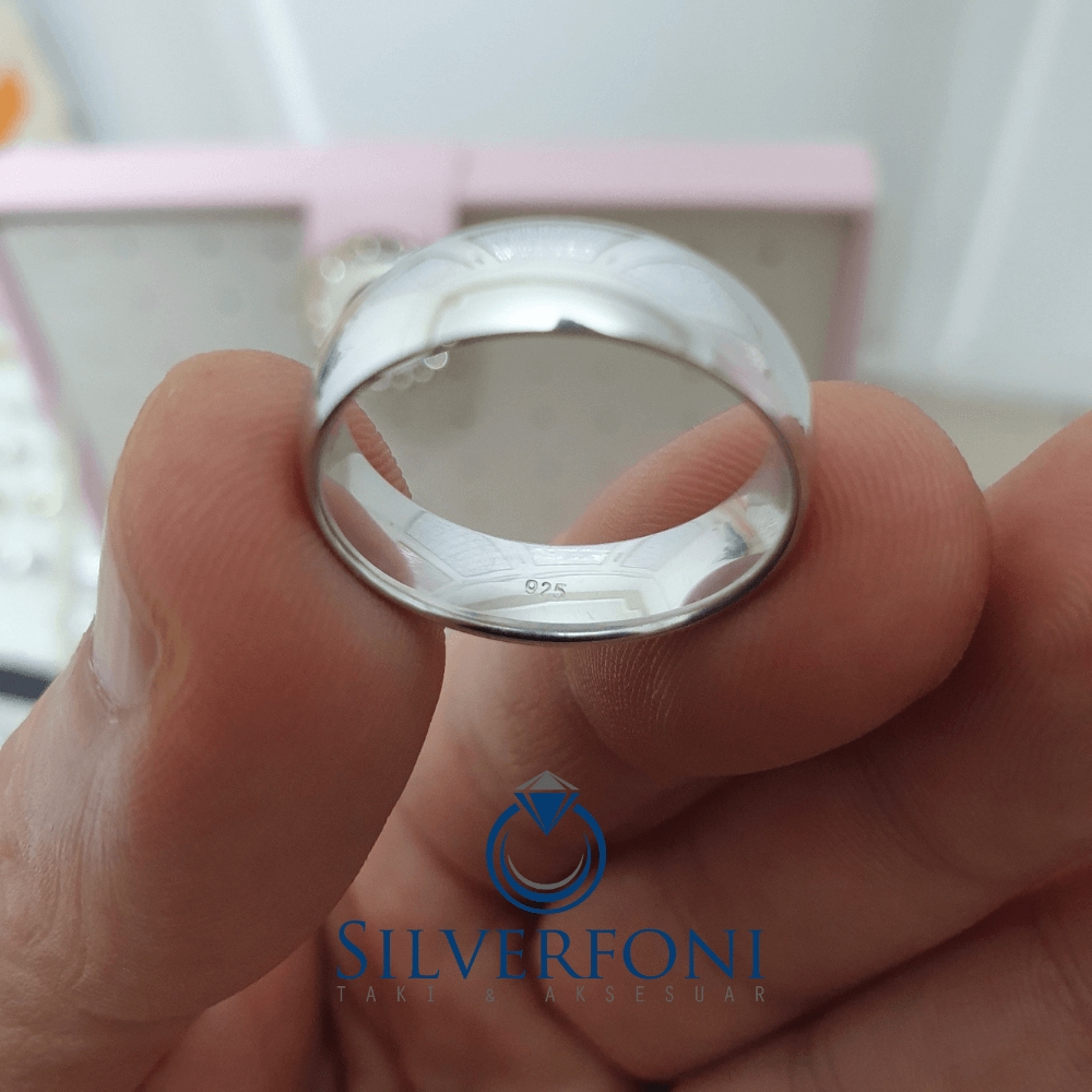 Silverfoni  Bayan 6mm Bombe Klasik Gümüş Alyans