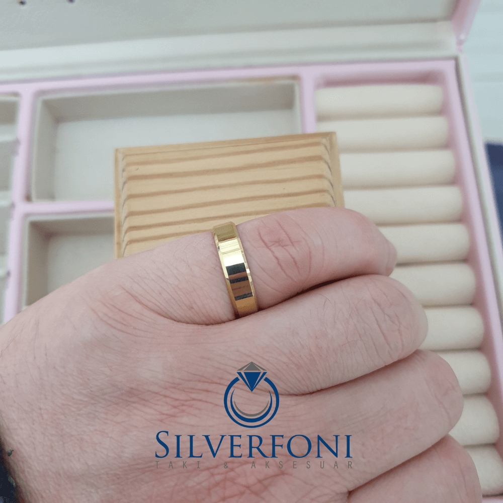 Silverfoni  Erkek 5mm Küt Kesim Klasik Gümüş Alyans