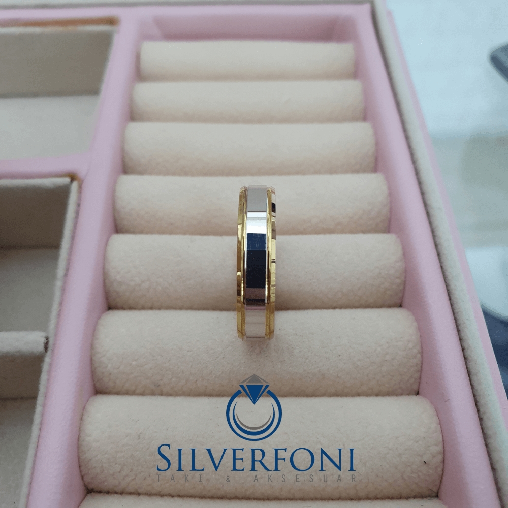 Bay Küt Kesim Sarı Şerit Model Alyans - Silverfoni