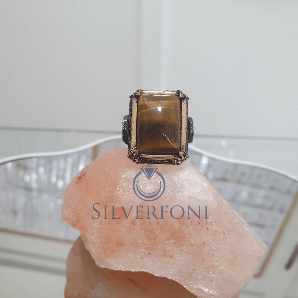 Silverfoni 925 Ayar Gümüş  taşlı  erkek yüzük