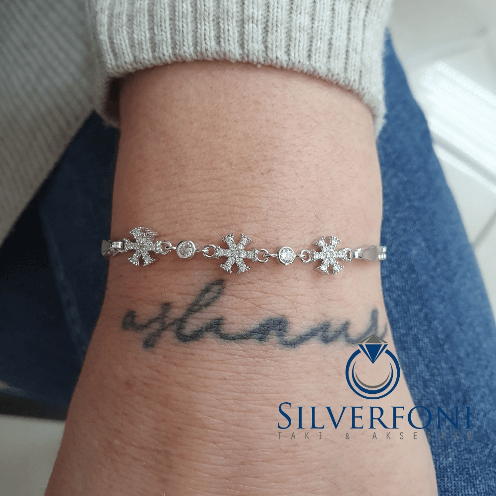 Silverfoni 925 Ayar Gümüş Kartanesi mini  Bileklik