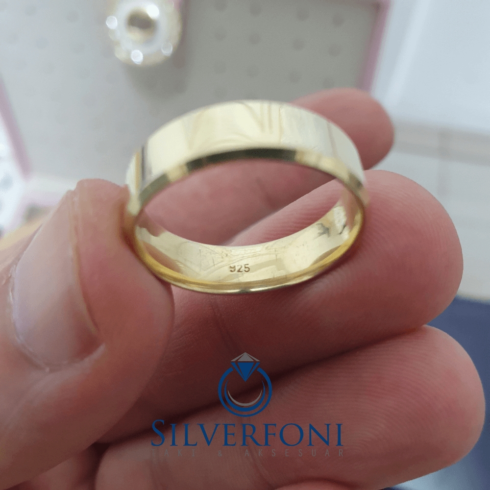 Silverfoni  Erkek 6mm Küt Kesim Klasik Gümüş Alyans