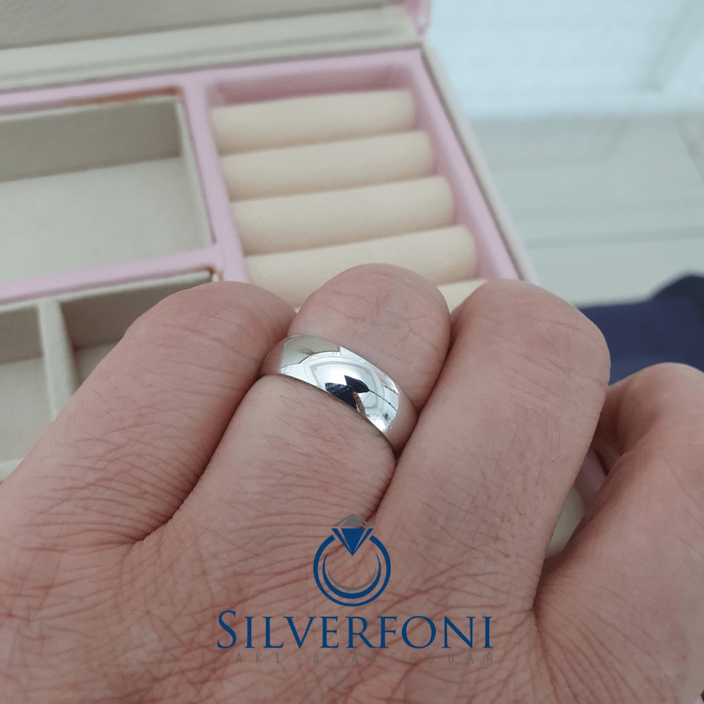 Silverfoni  Erkek 6mm Bombe Klasik Gümüş Alyans