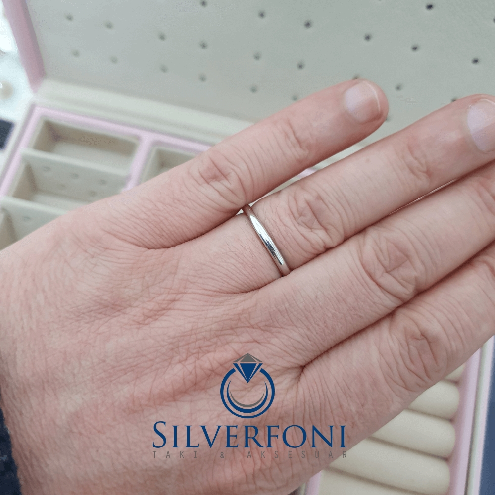 Silverfoni  Erkek 2mm Klasik Gümüş Alyans – 925 Ayar El İşçiliği