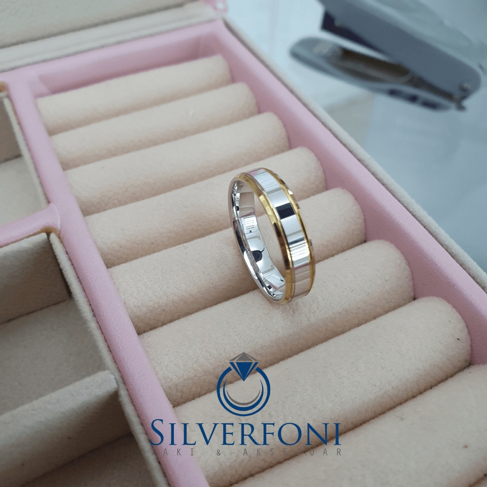 Bay Küt Kesim Sarı Şerit Model Alyans - Silverfoni