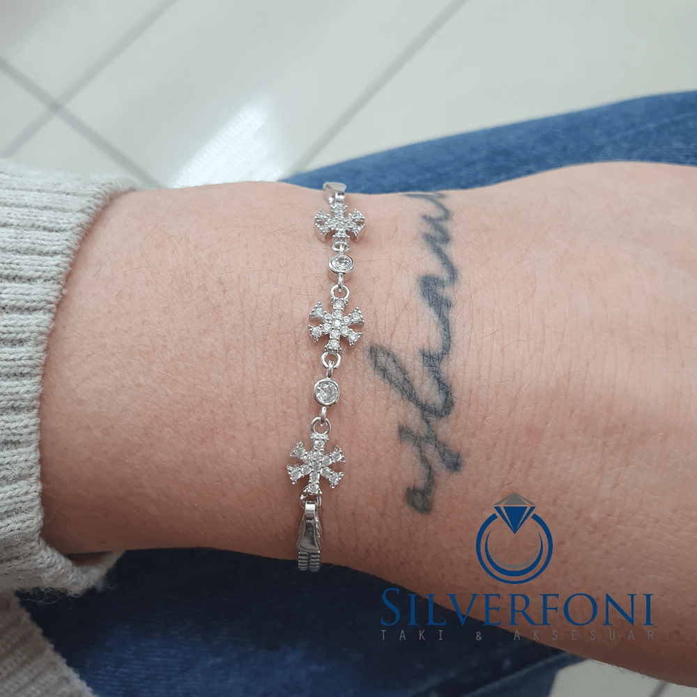 Silverfoni 925 Ayar Gümüş Kartanesi mini  Bileklik