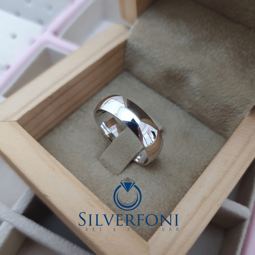 Silverfoni  Bayan 6mm Bombe Klasik Gümüş Alyans