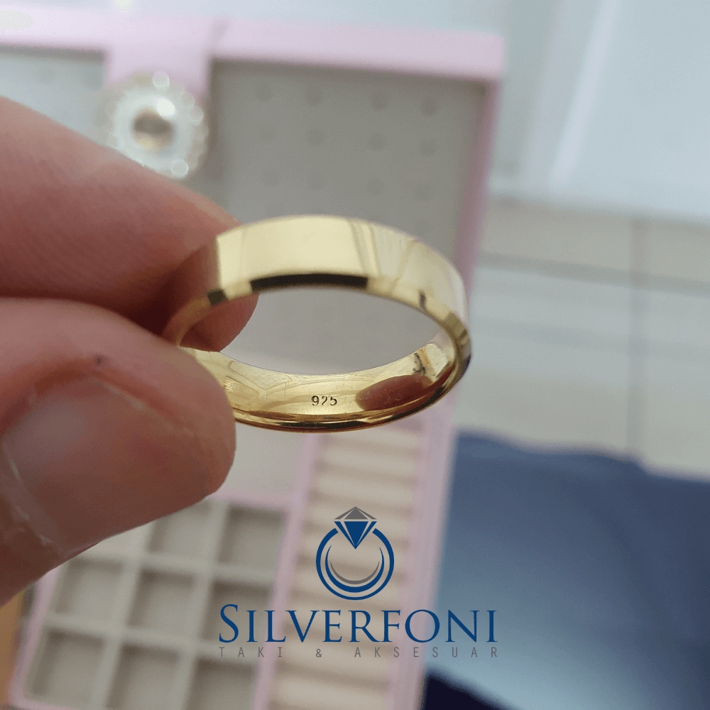 Silverfoni  Erkek 5mm Küt Kesim Klasik Gümüş Alyans