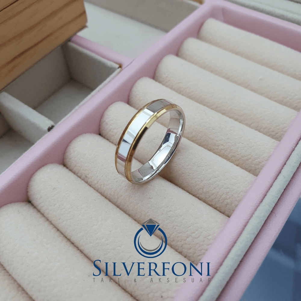 Bay Küt Kesim Sarı Şerit Model Alyans - Silverfoni