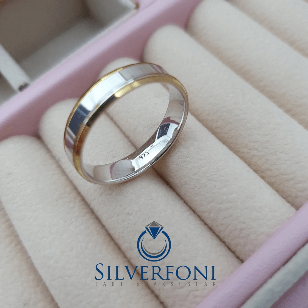 Bay Küt Kesim Sarı Şerit Model Alyans - Silverfoni