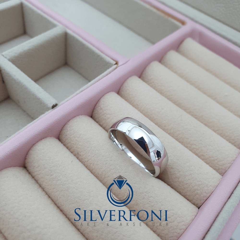 Silverfoni  Erkek 6mm Bombe Klasik Gümüş Alyans