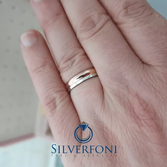 Mutlu Roze El İşi Bay Alyans  925 Ayar Gümüş