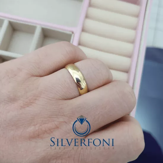 Erkek 6mm Bombe Klasik Gümüş Alyans Silverfoni