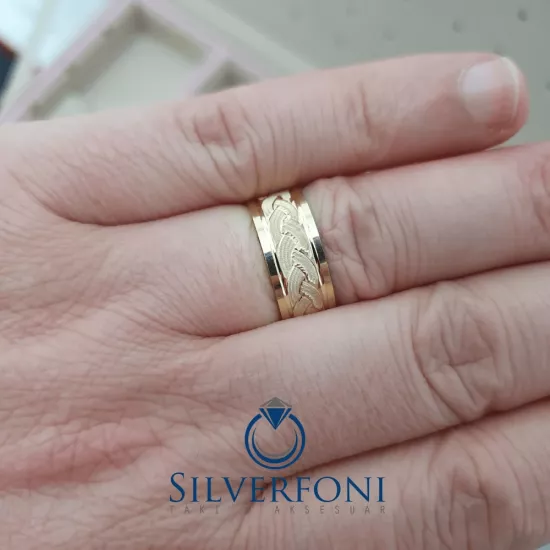 Örgü Model Erkek Gümüş Alyans 