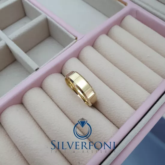 Erkek 6mm Küt Kesim Klasik Gümüş Alyans Silverfoni