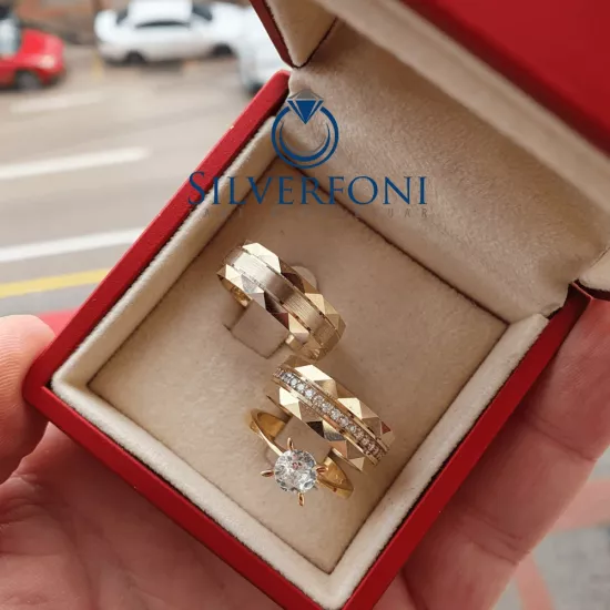 Prizma El İşi Model Çift Alyans Prenses Tektaş 