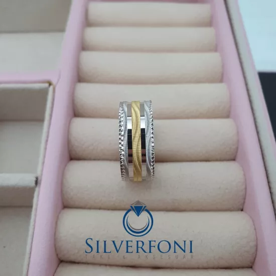 Bayan Sarı Tırtıklı Model Alyans