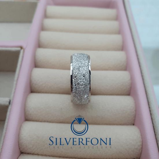 Bayan Buzlu Model Alyans | 925 Ayar Gümüş | Silverfoni