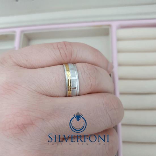 Bay Kare Sarı Model Alyans |  Silverfoni