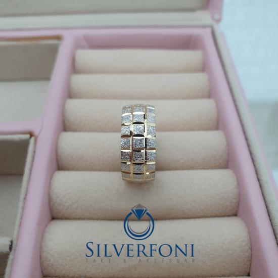 Bayan Sarı Bombe Tırtık Alyans |  Silverfoni