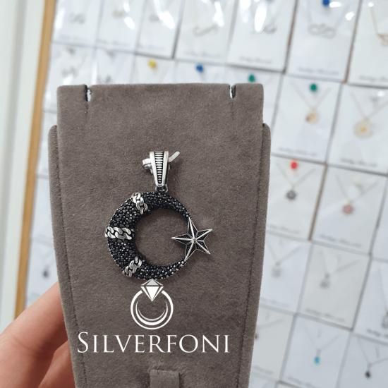 silverfoni 925 ayar erkek ayyıldız kolye ucu 