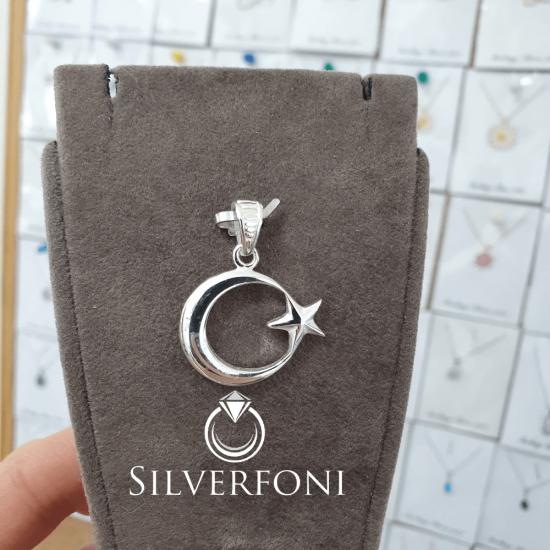 silverfoni 925 ayar erkek ayyıldız kolye ucu 