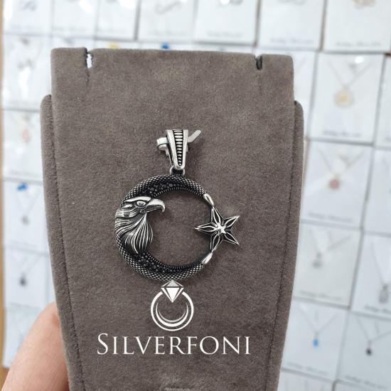 silverfoni 925 ayar erkek ayyıldız kolye ucu 