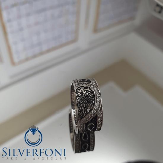 Sonsuz Kalp Modeli Kadın Taşlı Alyans Silverfoni Gümüş