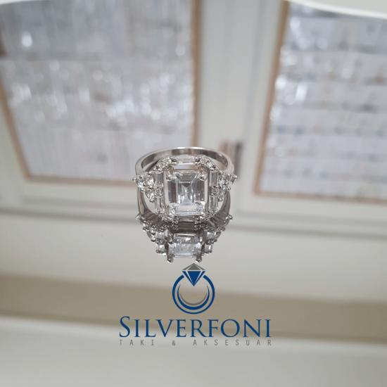 Silverfoni Baget  Gümüş Yüzük Zirkon Taşlı