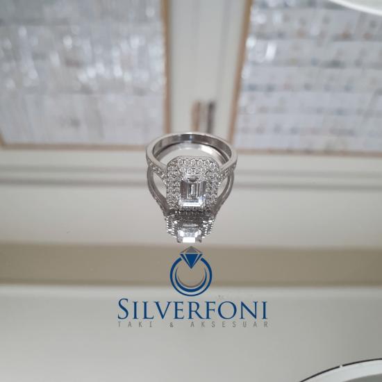 Silverfoni Baget  Gümüş Yüzük Zirkon Taşlı