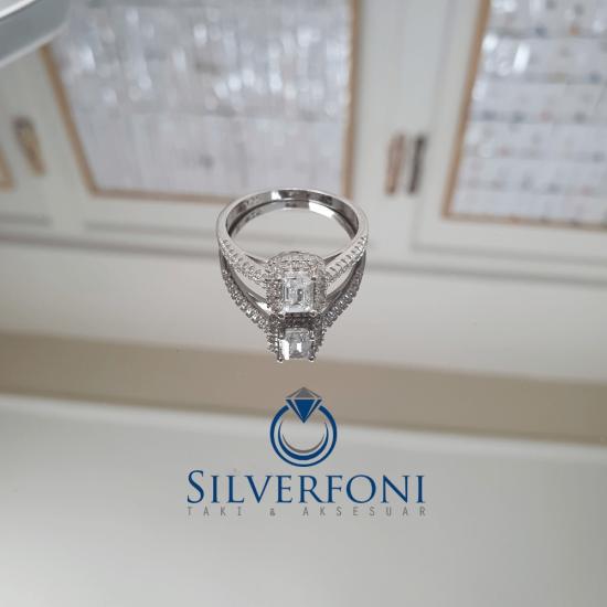 Silverfoni Baget  Gümüş Yüzük Zirkon Taşlı