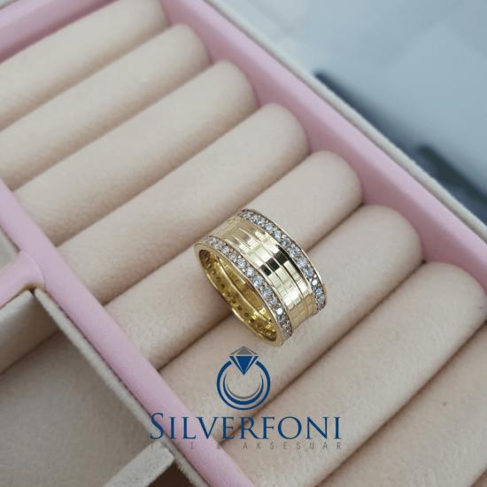Damla Modeli Taşlı Alyans Silverfoni Gümüş
