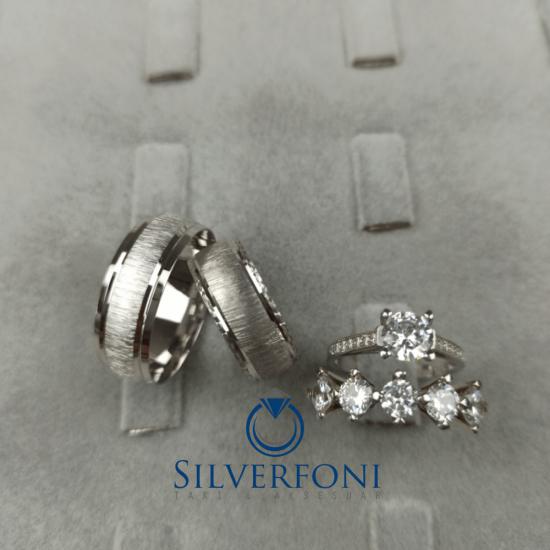 Silverfoni Patlıcan Moru  Alyans & Tektaş ve Beştaş  Kombini 