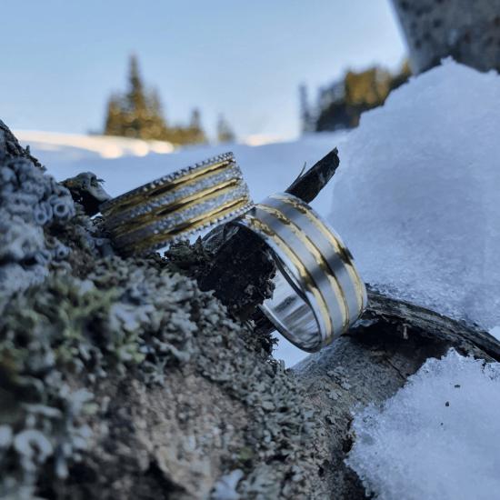 Sarı Simli Çift Alyans | Işıltılı ve Zarif 