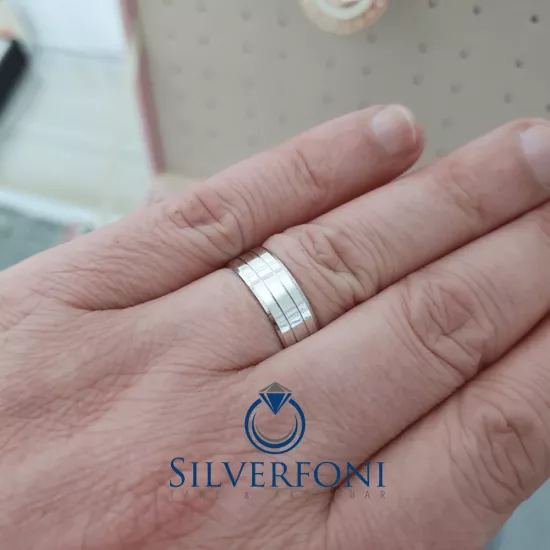 Erkek Modeli Küt Kesim Alyans | Taşsız Gümüş Erkek