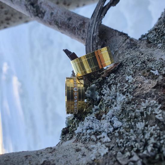 Safir Taşlı Elişi Çift Alyans | 925 Ayar Gümüş