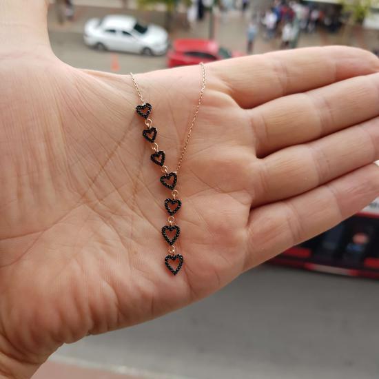 Silverfoni 925 Ayar Gümüş Bayan Kayan Kalp Roze kolye