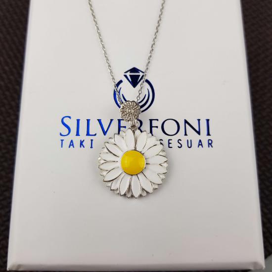 Silverfoni 925 Ayar Gümüş Kişiye Özel Papatya Kolye