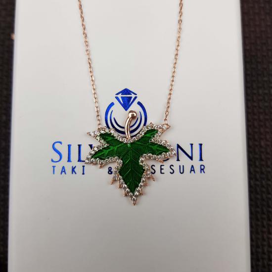 Silverfoni 925 Ayar Gümüş İlkbahar Çınar Yaprağı Kolye