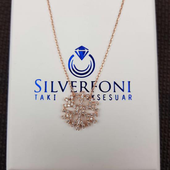 925 Ayar Gümüş Kar Tanesi Bayan Kolye