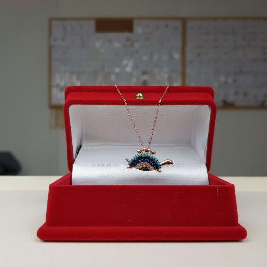 Silverfoni 925 Ayar Gümüş Bayan zirkon taşlı kaplumbağa kolye