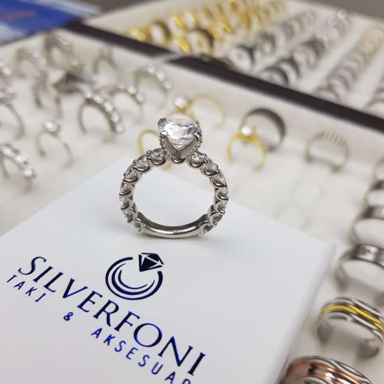 Silverfoni  Gümüş Pırlanta Montür  Bayan Yüzük