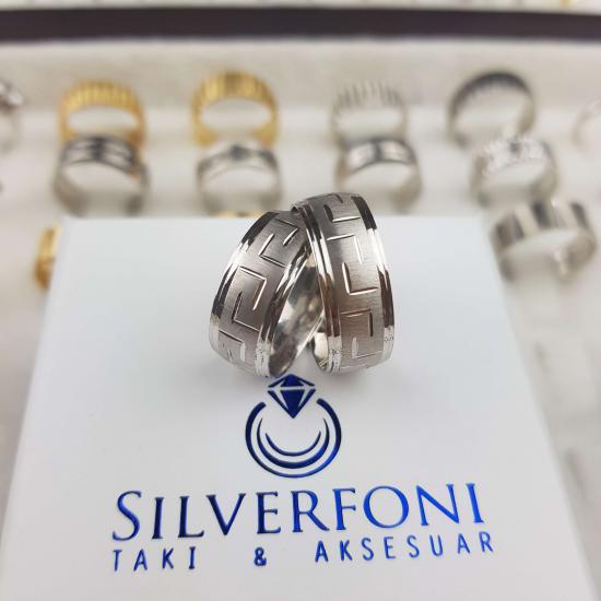 Kuvars Modeli Çift Alyans | 925 Ayar Gümüş