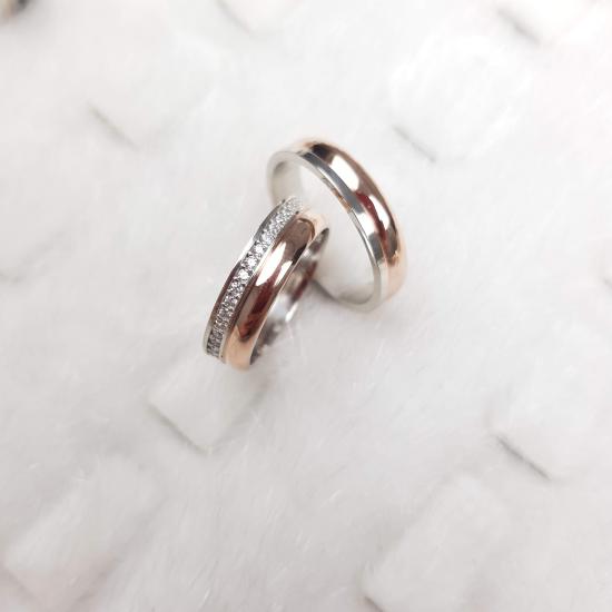 Mutlu Roze Elişi Çift Alyans | 925 Ayar Gümüş 