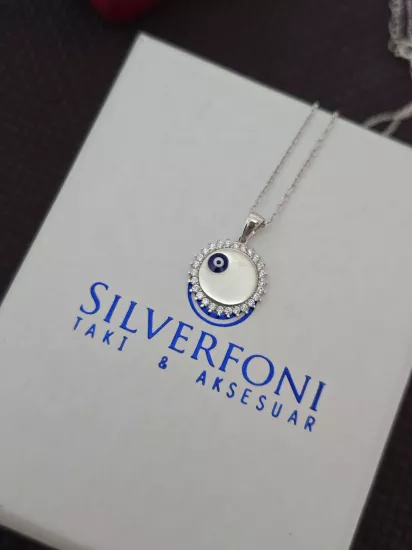 Silverfoni 925 Ayar Gümüş Bayan  nazar Kolye