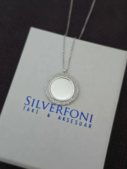 Silverfoni 925 Ayar Gümüş Bayan  ayna Kolye