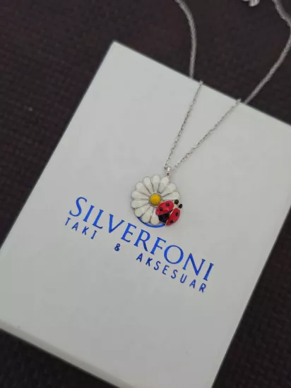 Silverfoni 925 Ayar Gümüş Bayan papatya  Kolye